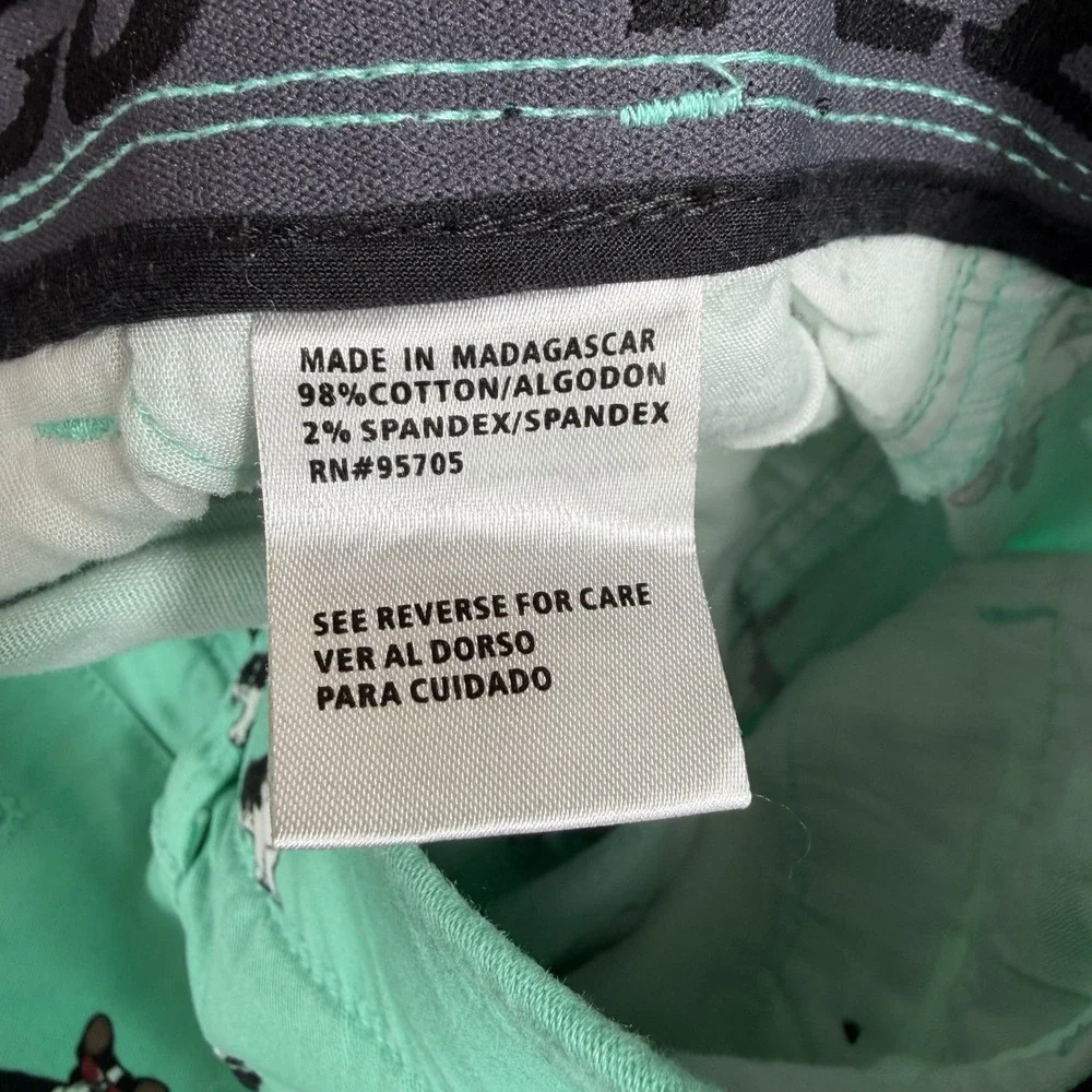 Plugg Men's Flex Waist‎ Teal Chinos Shorts Size 32  Boston Terrier Dog Summer